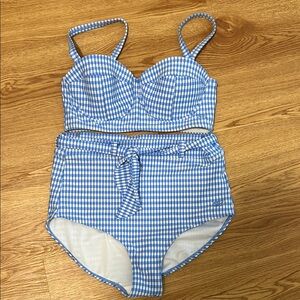 Albion Blue Gingham Bikini Set